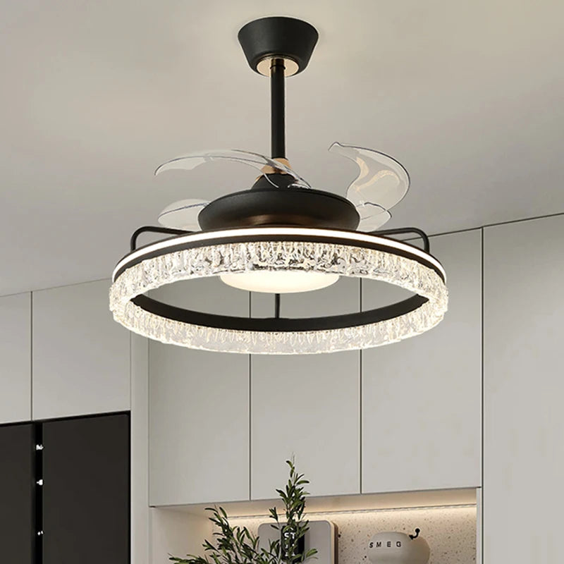 Modern ceiling lamps bedroom folding Ceiling fan ceiling fan with led light and control ceiling lamp for living room lighting