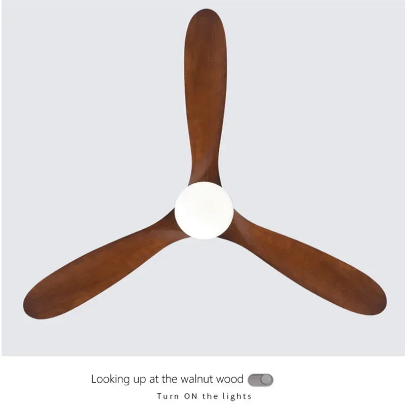 42/52inch Low Floor Ceiling Fan Light Remote Control Led Llights Indoor Restaurant Solid wood fan leaves With Fan Chandelier