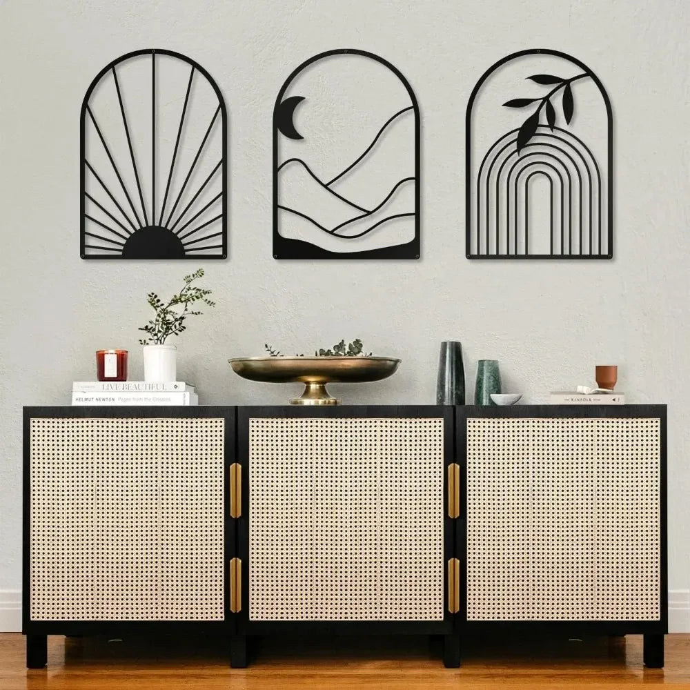 Metal Home Decor: Stunning Minimalist Wall Hanging.Bohemian Abstract Line Iron Art for Chic Spaces.Minimalist Abstract Line Art.