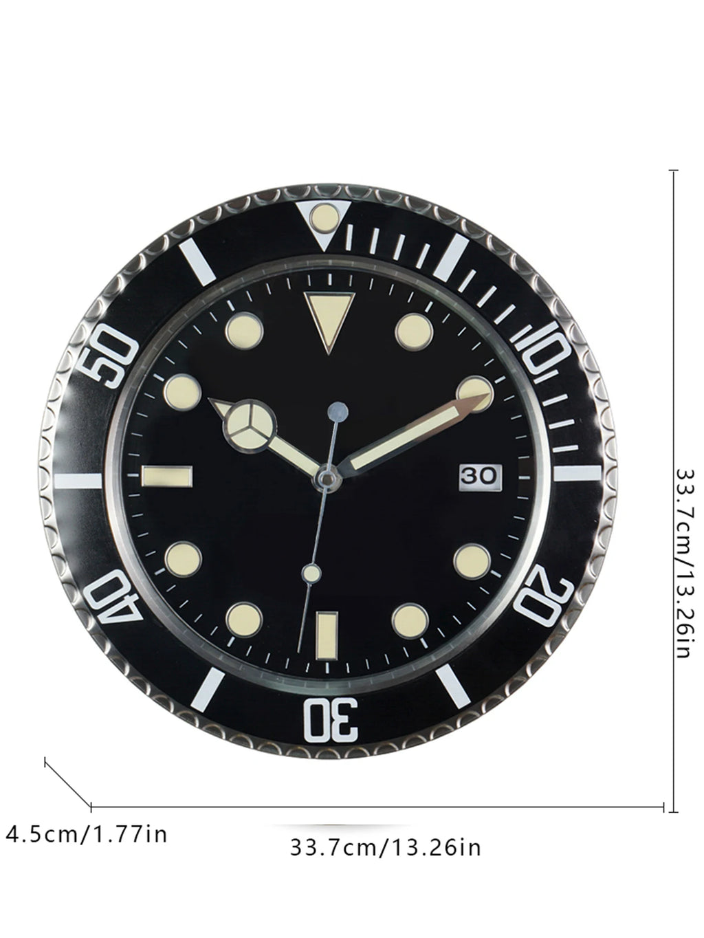 34cm Luxury Creative Wall Clock Modern Metal Design Art Wall Clock Home Large Digital Luminescent Bedroom Decoration Clock
