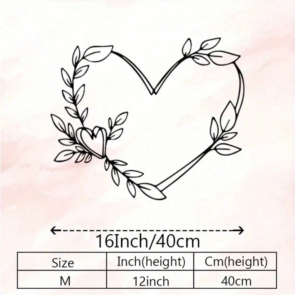 Retro Heart Shaped Metal Wall Art，Rustproof Iron Leaf Sculpture for Bedroom Living Room Decor