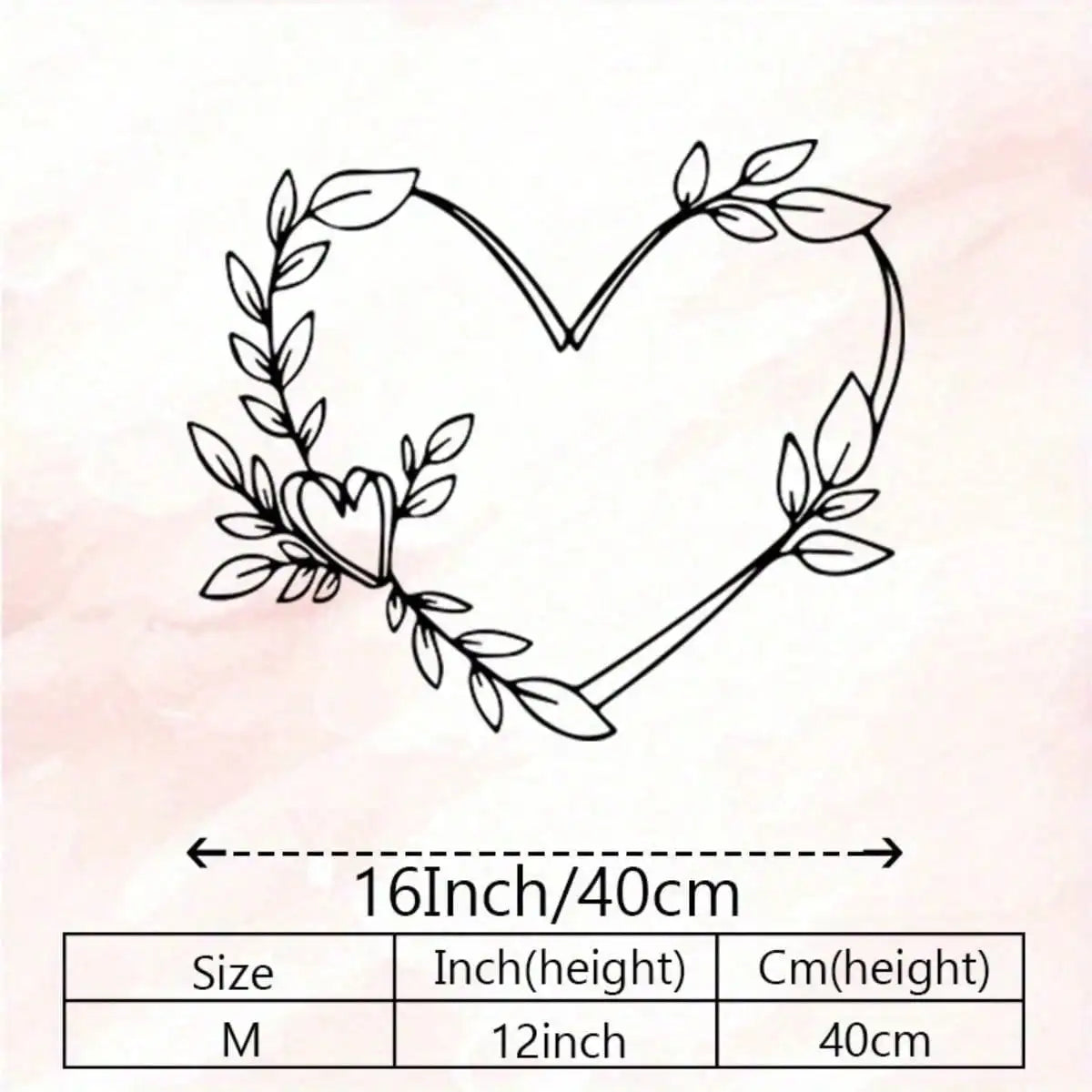 Retro Heart Shaped Metal Wall Art，Rustproof Iron Leaf Sculpture for Bedroom Living Room Decor