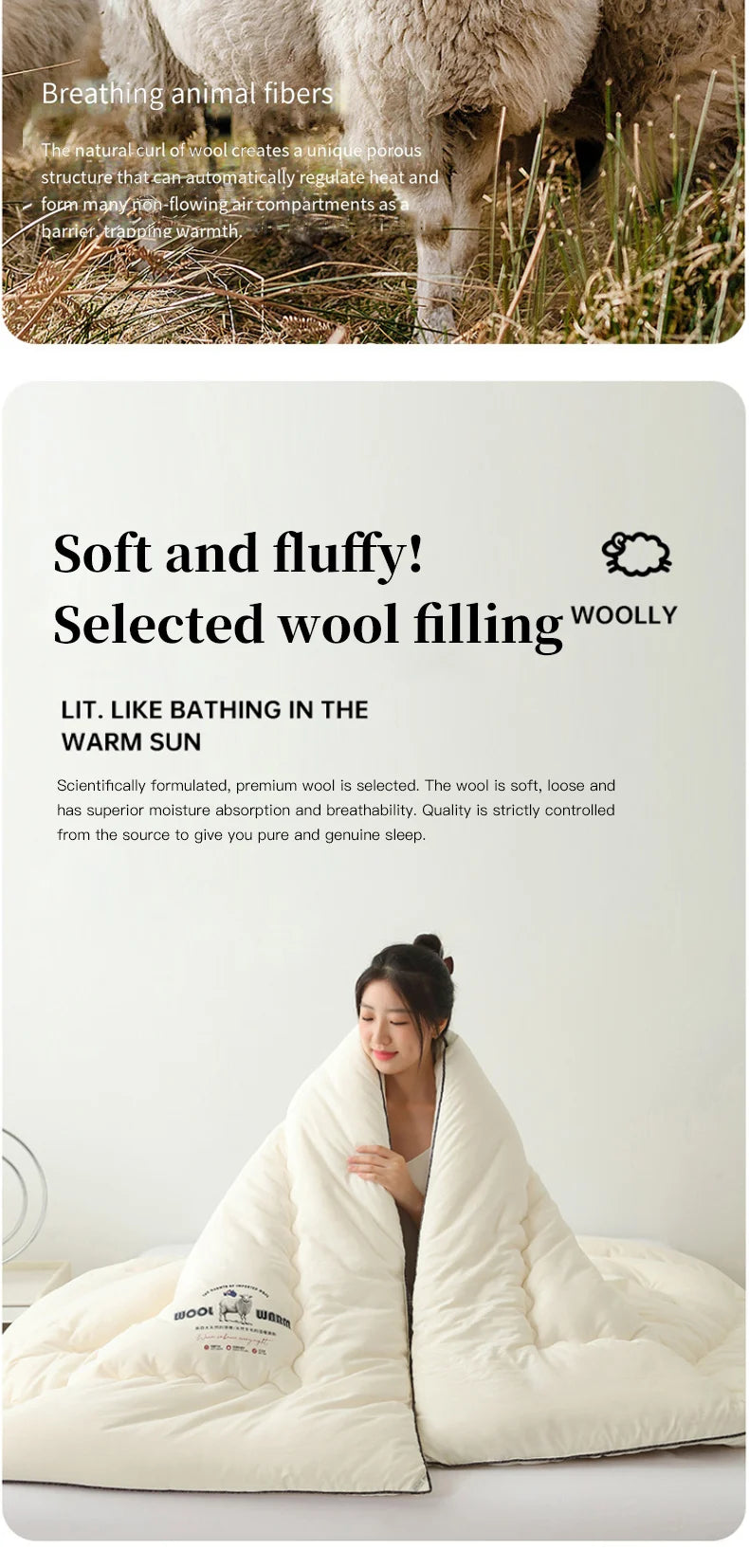 New autumn and winter wool quilt, thick and warm winter quilt, winter quick heating quilt core, universal for all seasons