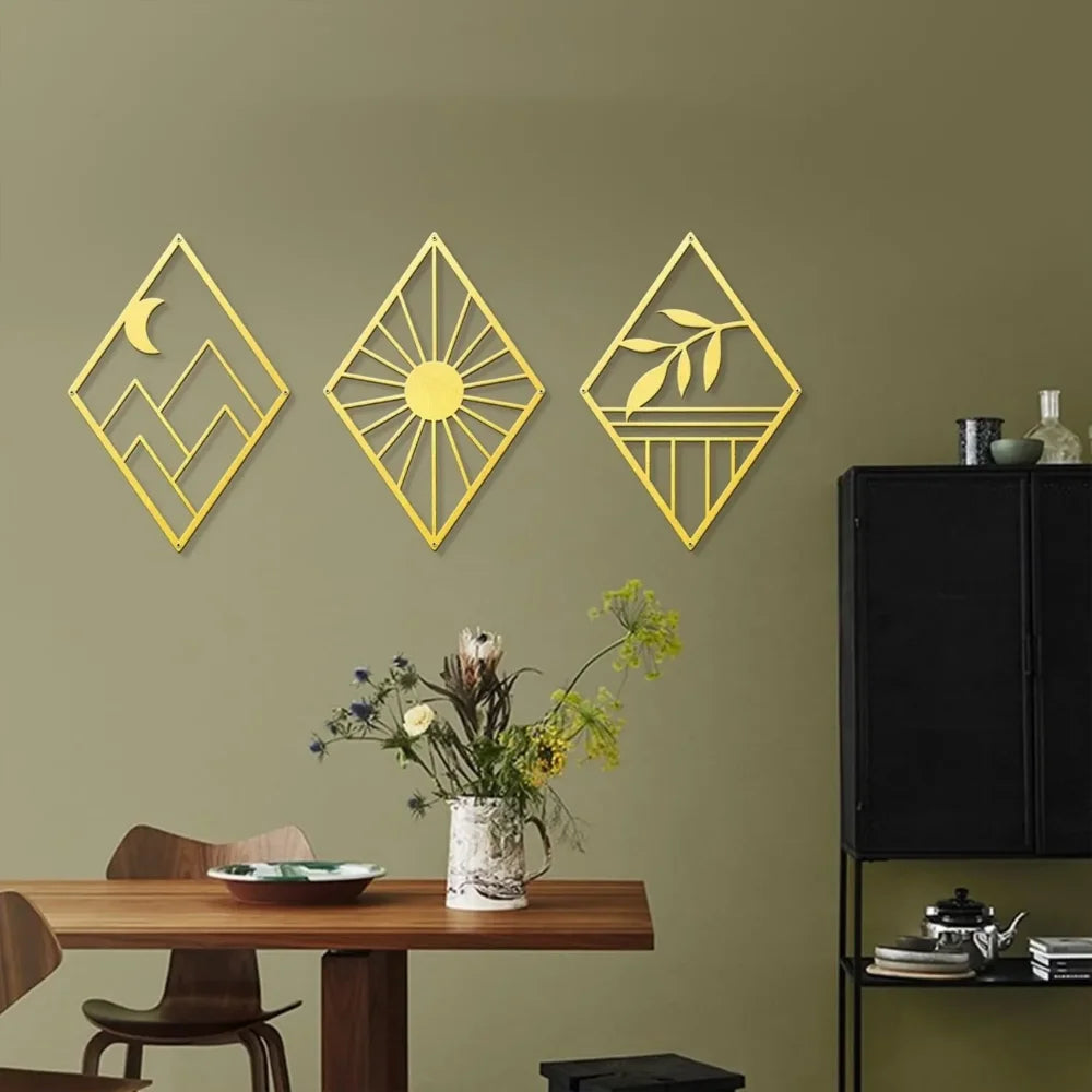 Metal Home Decor: Stunning Minimalist Wall Hanging.Bohemian Abstract Line Iron Art for Chic Spaces.Minimalist Abstract Line Art.