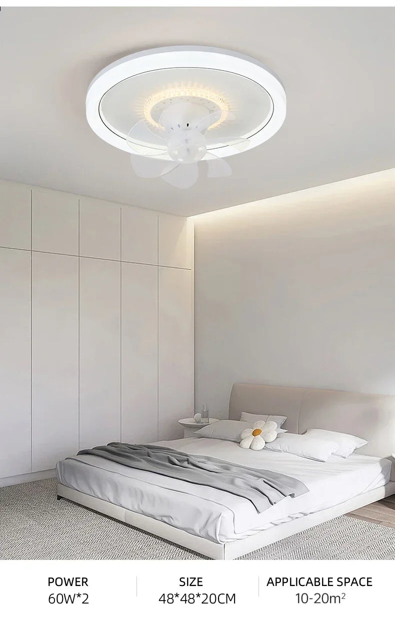 LED Modern Ceiling Fan Light, 360 ° Rotation Function, with Light, Remote Unlimited Adjustment, Bedroom Decorative Lighting