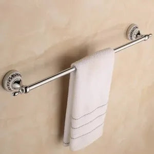 Luxury Towel Rack Wall Mounted Bathroom Accessories Set Ceramic Stainless Steel  Bath Hardware Sets Chrome Toilet Brush Holder