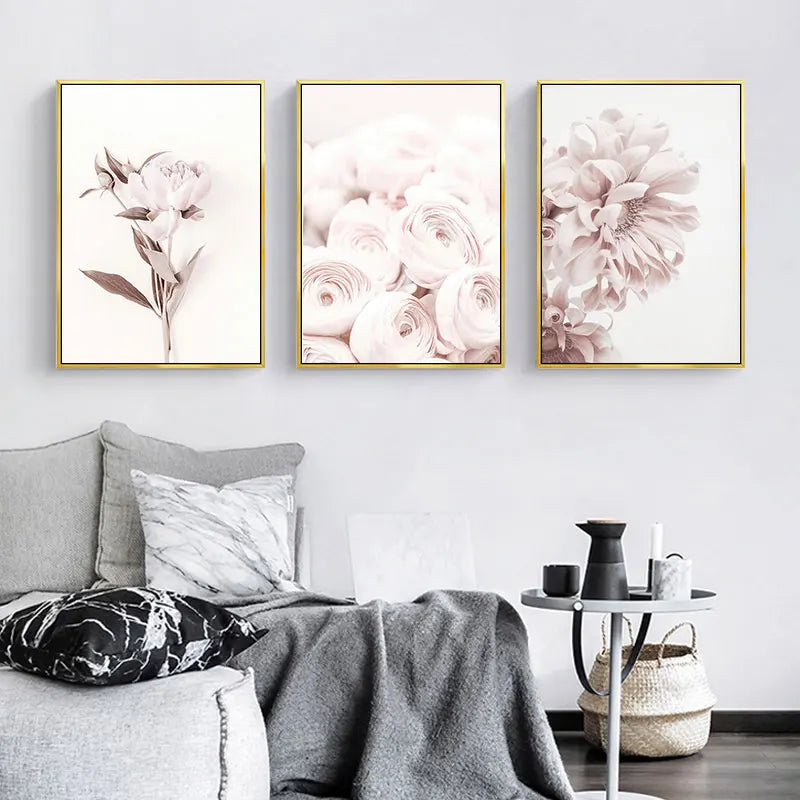 Modern Pink Flower Art Canvas Painting Prints Fashion Decorative Picture Posters for Living Room Bedroom Home Wall Decor