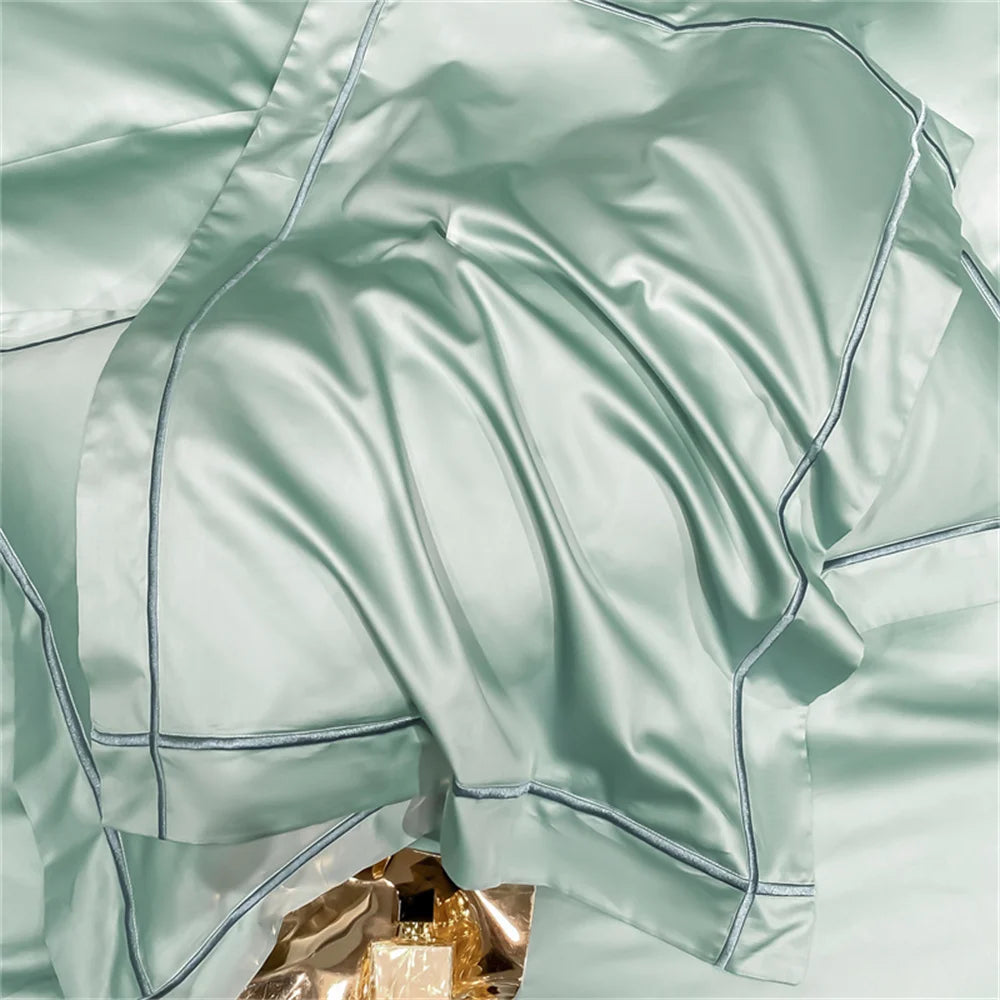 Svetanya Embroidery 100% Egyptian Cotton Silky Bedlinens Bedding Set Sheet Queen King Size Underwear Solid