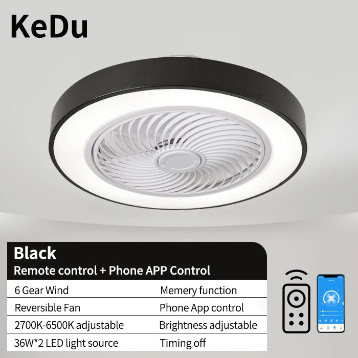 Integrated ceiling fan light, bedroom ceiling fan light, living room dining room ceiling light, modern simple and quiet internet