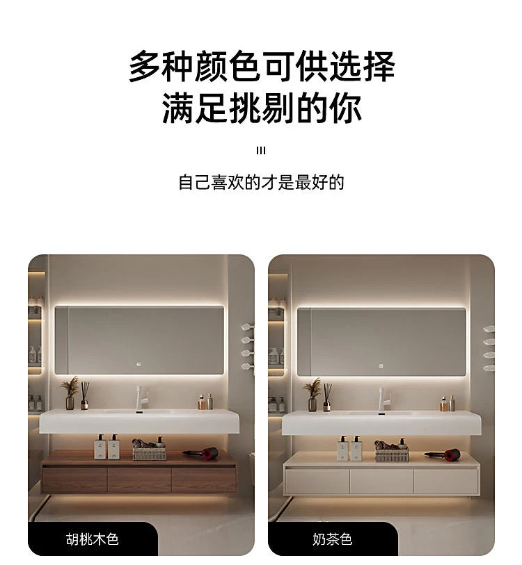Bathroom Furniture Skin Sensor Bathroom Vanity Cabinet With Sink And Mirror Integrated Arc Washing Table Combination To Wash