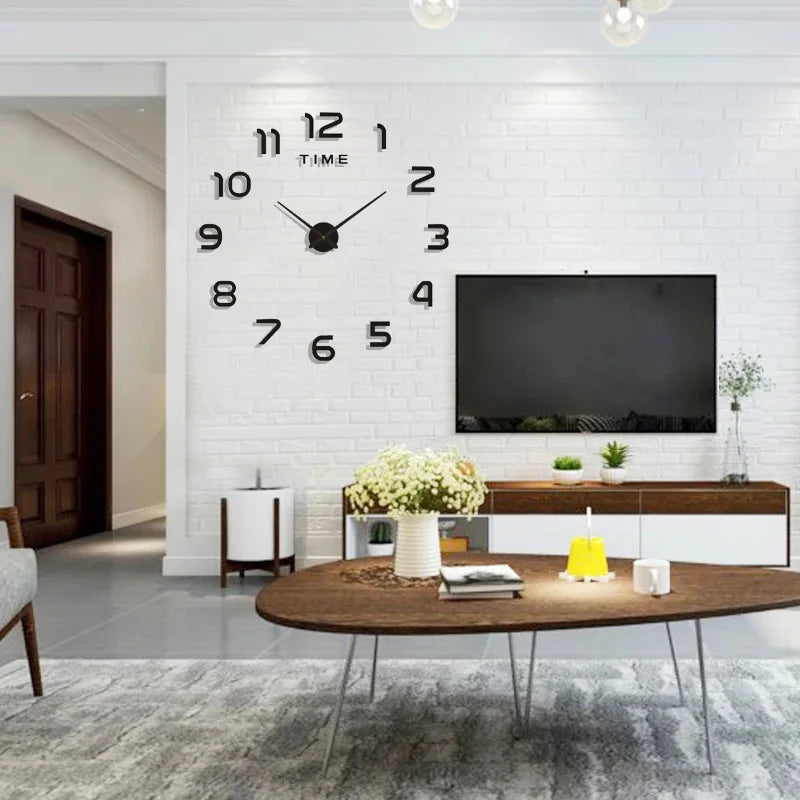 Large 3D DIY Wall Clock Giant Acrylic Mirror Clocks Frameless Big Horloge Home Decoration for Living Room Bedroom Wall Decor