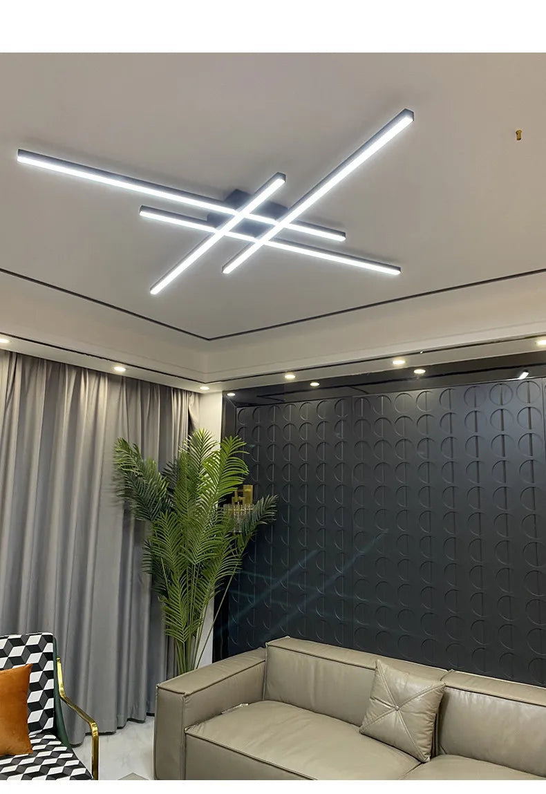 Black chandelier square bedroom lamps living room lamp led ceiling lamp Nordic minimalist creative led ceiling lamp strip lights