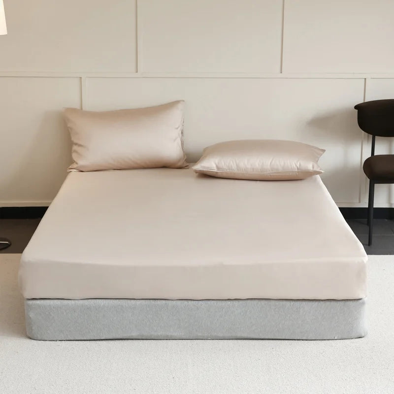 Mulberry Silk Fitted Bed Sheet with Elastic Bands Luxury Mattress Cover Single Double King Queen Size Bed Cover 100/140/200/220