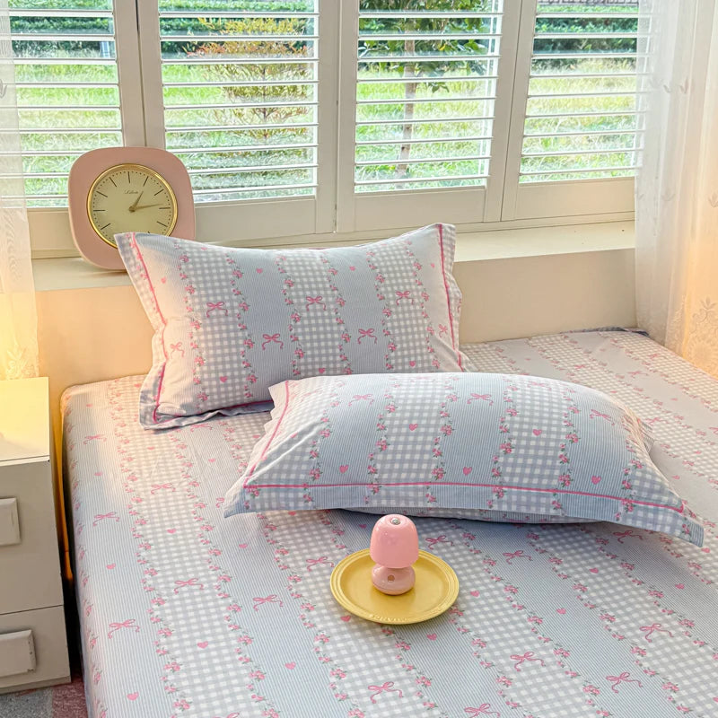100% Cotton Lavender Print Duvet Cover Set 3-Piece (1 Duvet + 2 Pillowcases) - Breathable & Fade-Resistant, Bedding Set