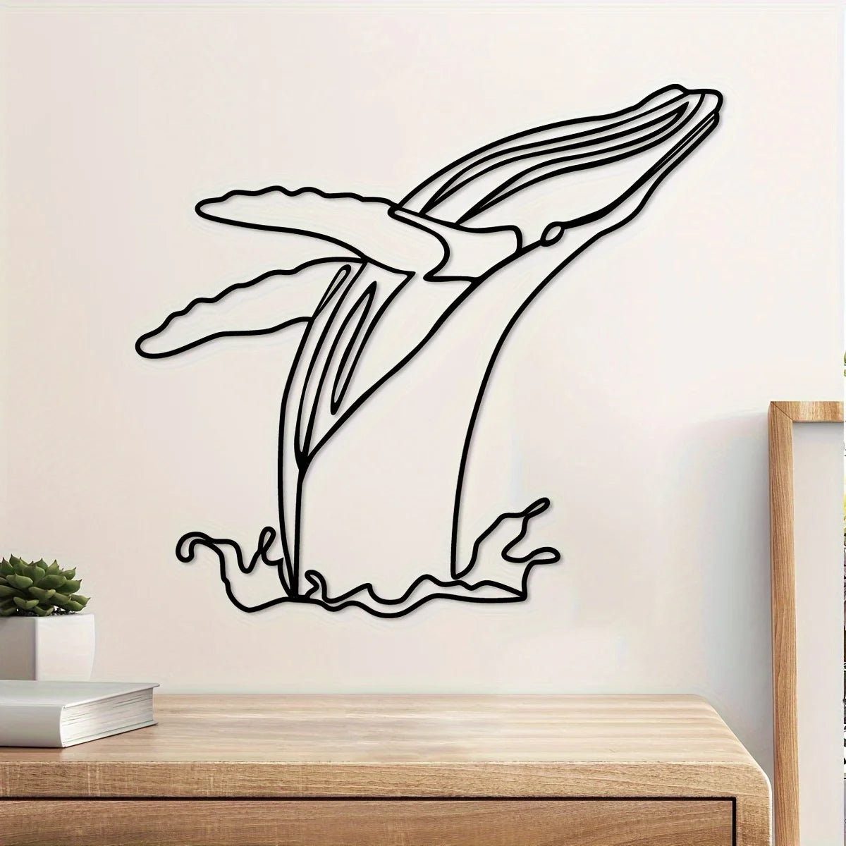Minimalist Whale Iron Indoor Outdoor Crafts, Interior Decoration, Great For Living Room Bedroom, Wall Decoration,11.81*10.73inch