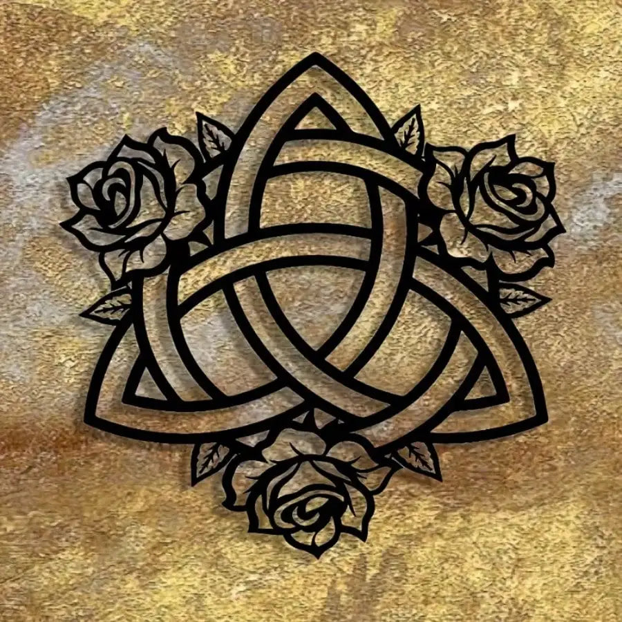 YINUO Celtic Knot Rose Metal Wall Art, Minimalist Home Office Decor Iron Sculpture Wall Decor