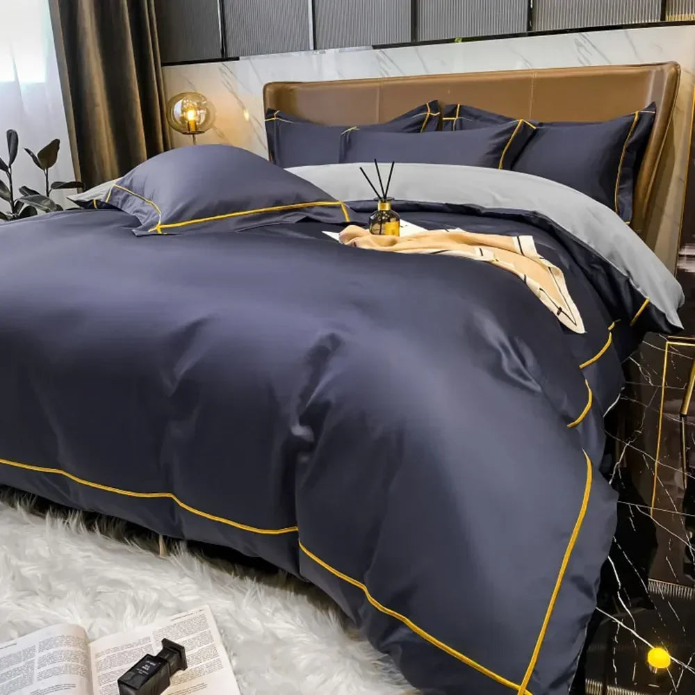 Svetanya Embroidery 100% Egyptian Cotton Silky Bedlinens Bedding Set Sheet Queen King Size Underwear Solid