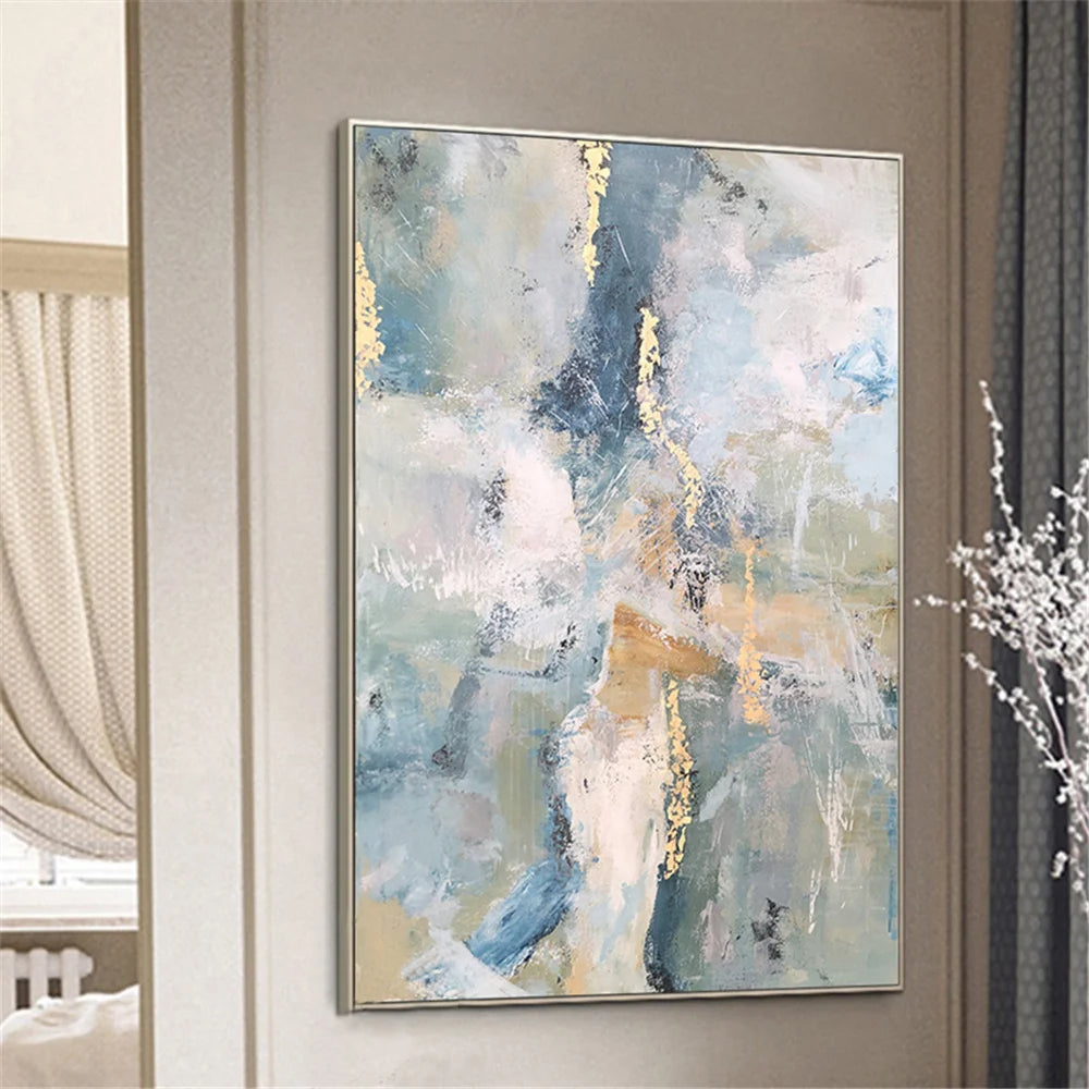 100% hand drawn abstract oil painting on canvas Modern Home Golden Line Wall Art Picture Large mural for living room decor paint