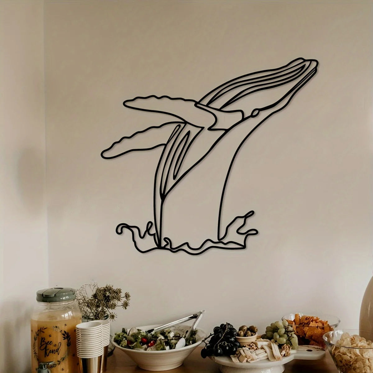 Minimalist Whale Iron Indoor Outdoor Crafts, Interior Decoration, Great For Living Room Bedroom, Wall Decoration,11.81*10.73inch