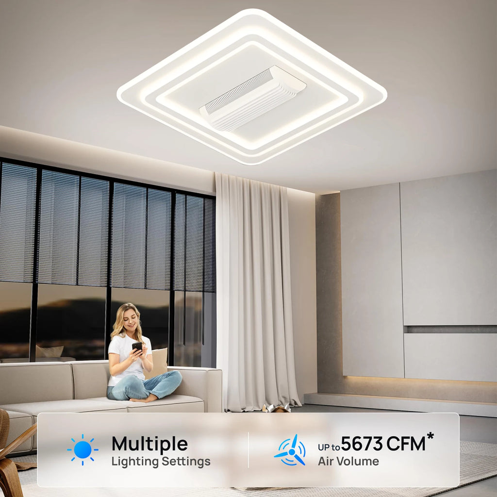 Bladeless ceiling fan with light remote control modern fan lighting smart home decoration simple indoor lighting fixture