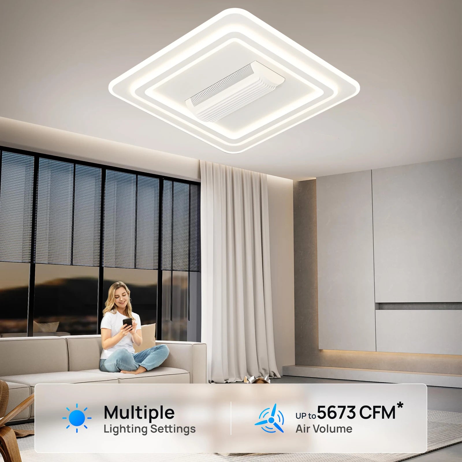 Bladeless ceiling fan with light remote control modern fan lighting smart home decoration simple indoor lighting fixture