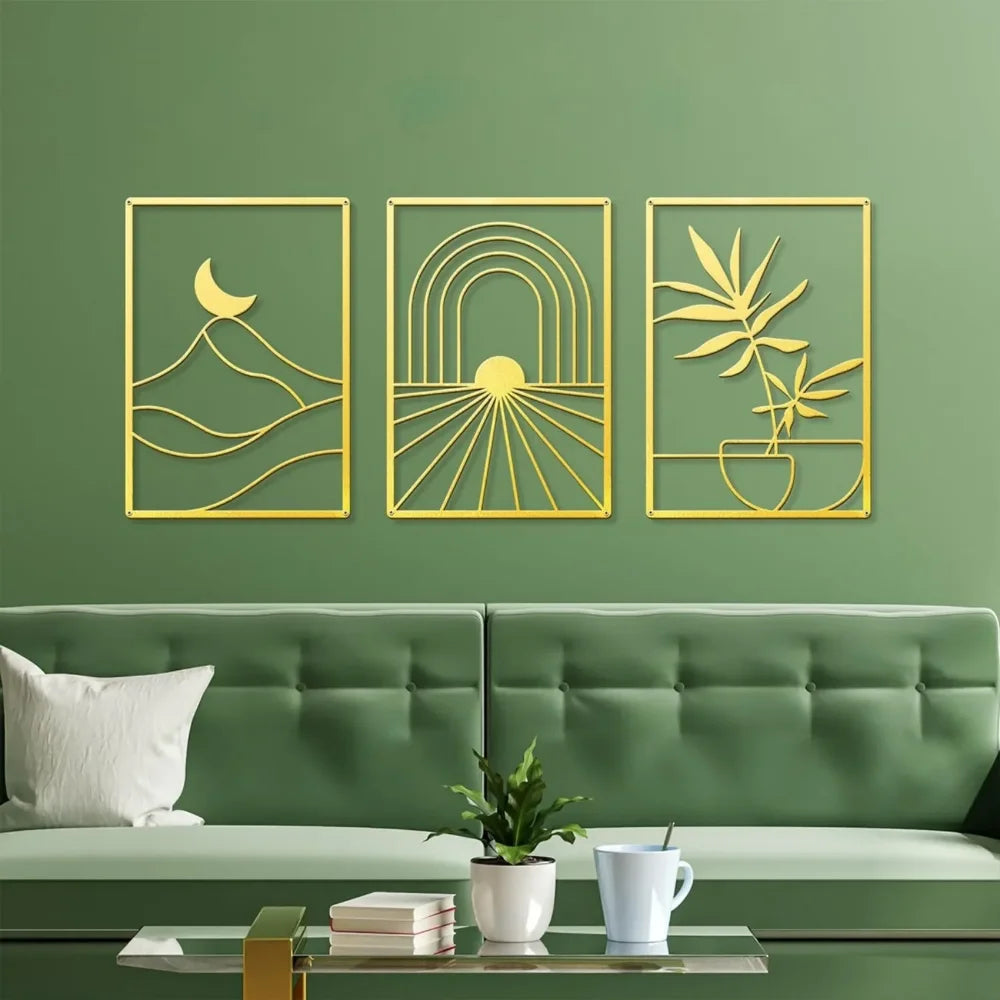 Metal Home Decor: Stunning Minimalist Wall Hanging.Bohemian Abstract Line Iron Art for Chic Spaces.Minimalist Abstract Line Art.