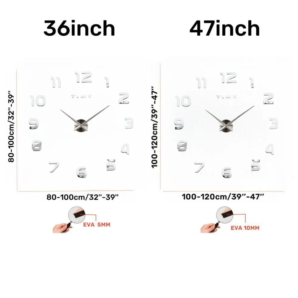 Large 3D Wall Clock Luminous Classic Wall Clocks DIY Digital Clock Wall Watches Stickers Silent Clock for Home Living Room Table
