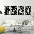 Gtivity 4 Pack Black Abstract Metal Wall Art malist Décor Single Line Art Wall Décor 3D Textured Metal Wall Sculptures for Livi