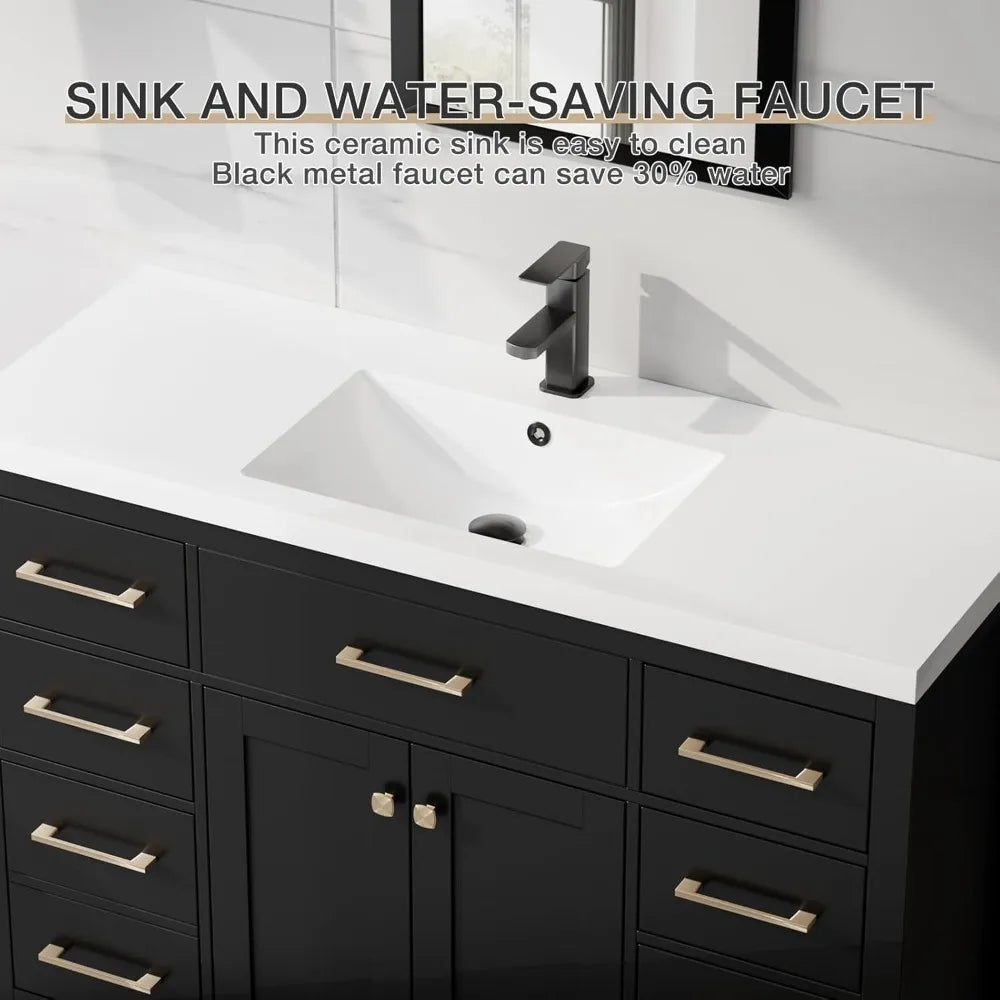 48" Modern Bathroom Vanity and Sink, Painted Bathroom Storage Cabinet with Single Resin Sink, Two Doors and Four Draw.Customized
