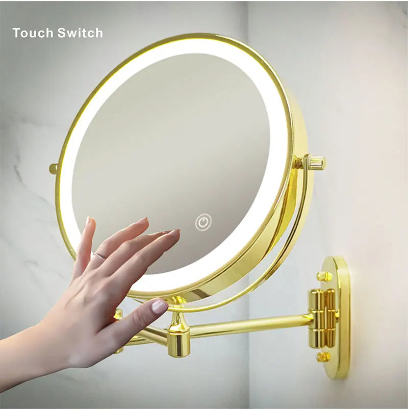 8 inch Makeup Mirror Chrome 3x/5x/7x/10x Magnifying Double Side USB Charging Bathroom 3 color light Smart Cosmetic Mirrors