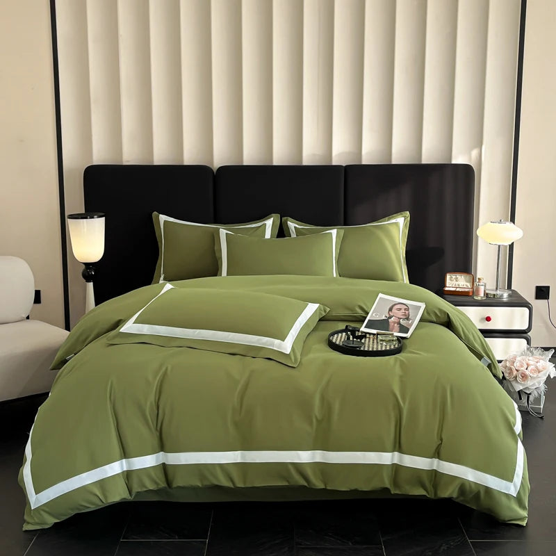 Luxury Hotel Bedding Sets Thick Brushed Bed Sheets White Duvet Cover Set Pillowcase Four Piece Fully Enclosed for Home Gift