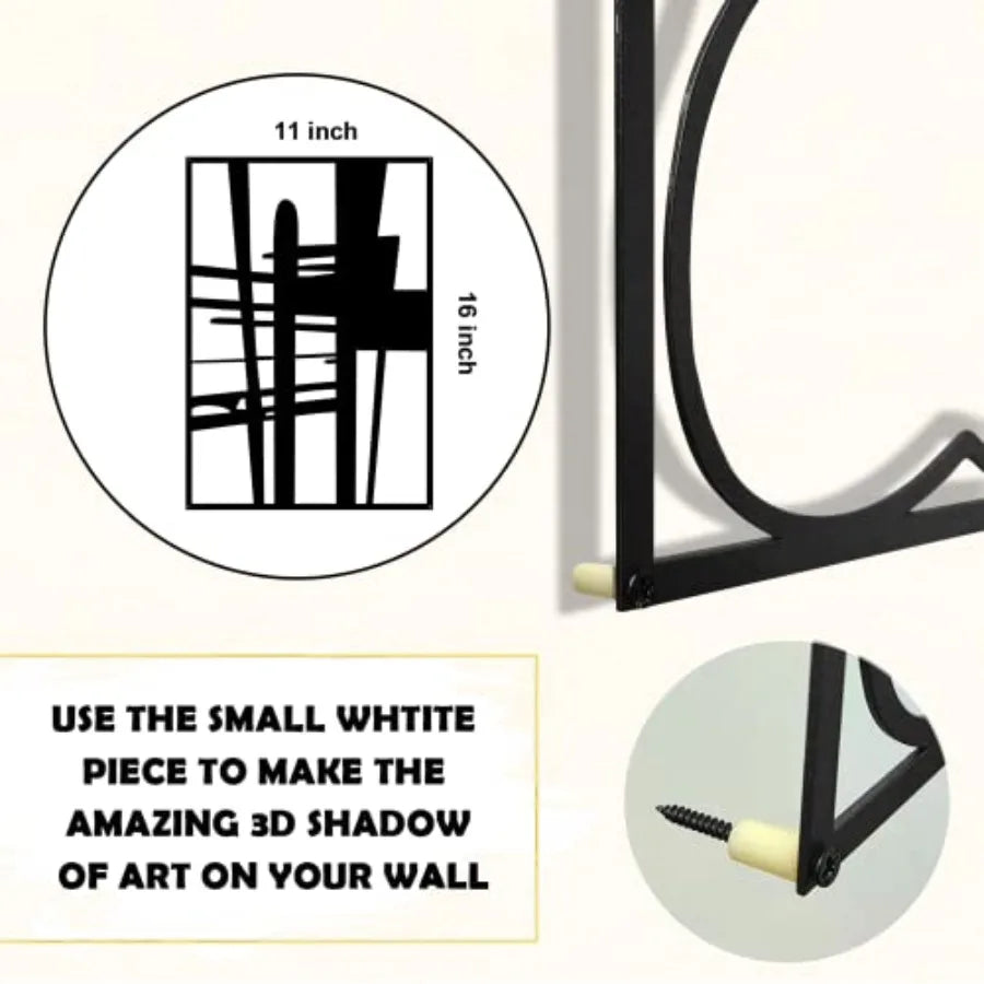 Gtivity 4 Pack Black Abstract Metal Wall Art malist Décor Single Line Art Wall Décor 3D Textured Metal Wall Sculptures for Livi