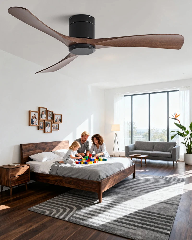 New 38/52/56 inch Modern Stylish LED Ceiling Fan with Light Remote Control 3 Blades Quiet Modern Design for Living Room Bedroom