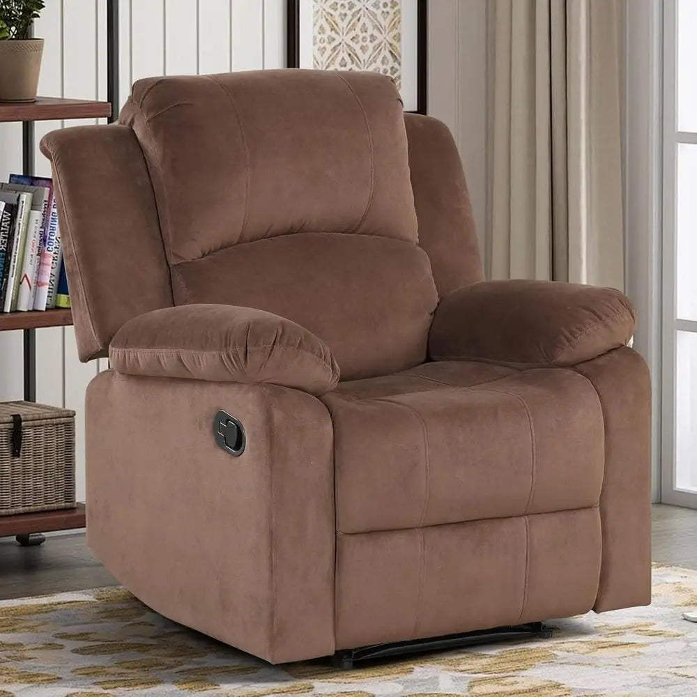 Light Brown Heavy-Duty Recliner Chair with Safety Mechanism for Living Room or Bedroom