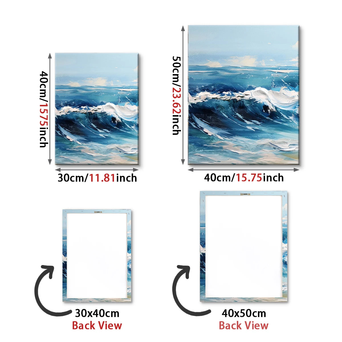 Scandinavian Blue Ocean Art Wall Simple Abstract Ocean Waves Landscape With Frame Canvas Painting Print Home  Aesthetic Decor