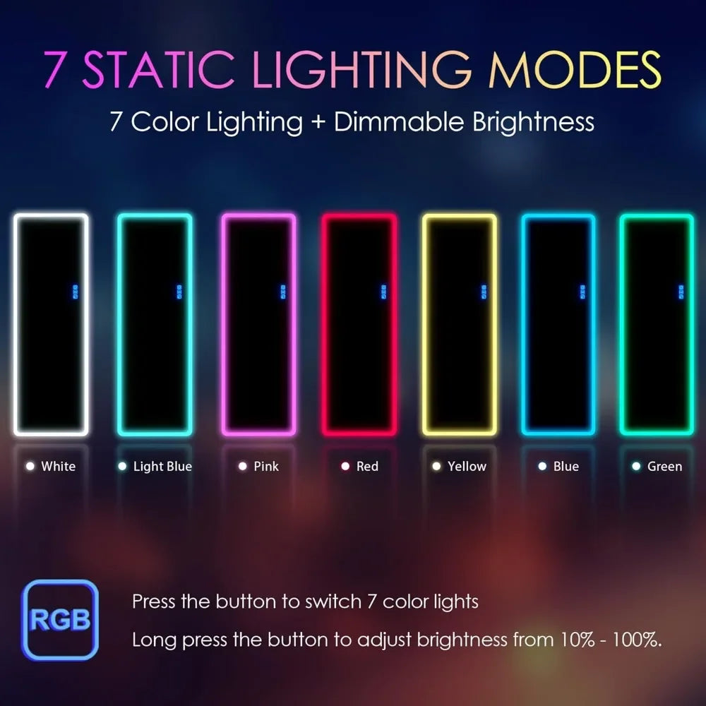 LED RGB Lighted Full Length Wall Mirror, Over Door Hanging Mirror, Full Body Mirror with Lights, 14 Length, Ideal for Home and S