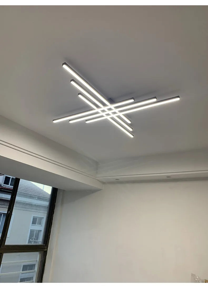 Black chandelier square bedroom lamps living room lamp led ceiling lamp Nordic minimalist creative led ceiling lamp strip lights