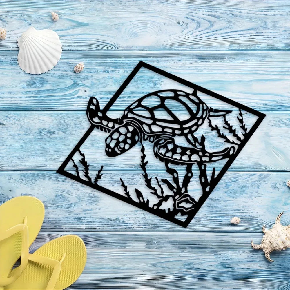 Metal Sea Turtle Ornament Beach Theme Decor Wall Art Decorations Wall Hanging Iron Art, Wall decoration, Wall Sticker