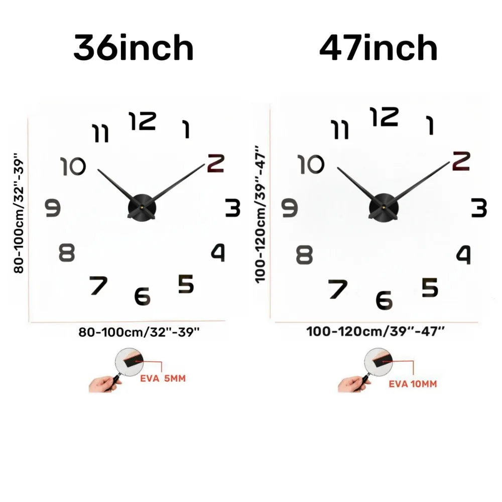 Large 3D Wall Clock Luminous Classic Wall Clocks DIY Digital Clock Wall Watches Stickers Silent Clock for Home Living Room Table