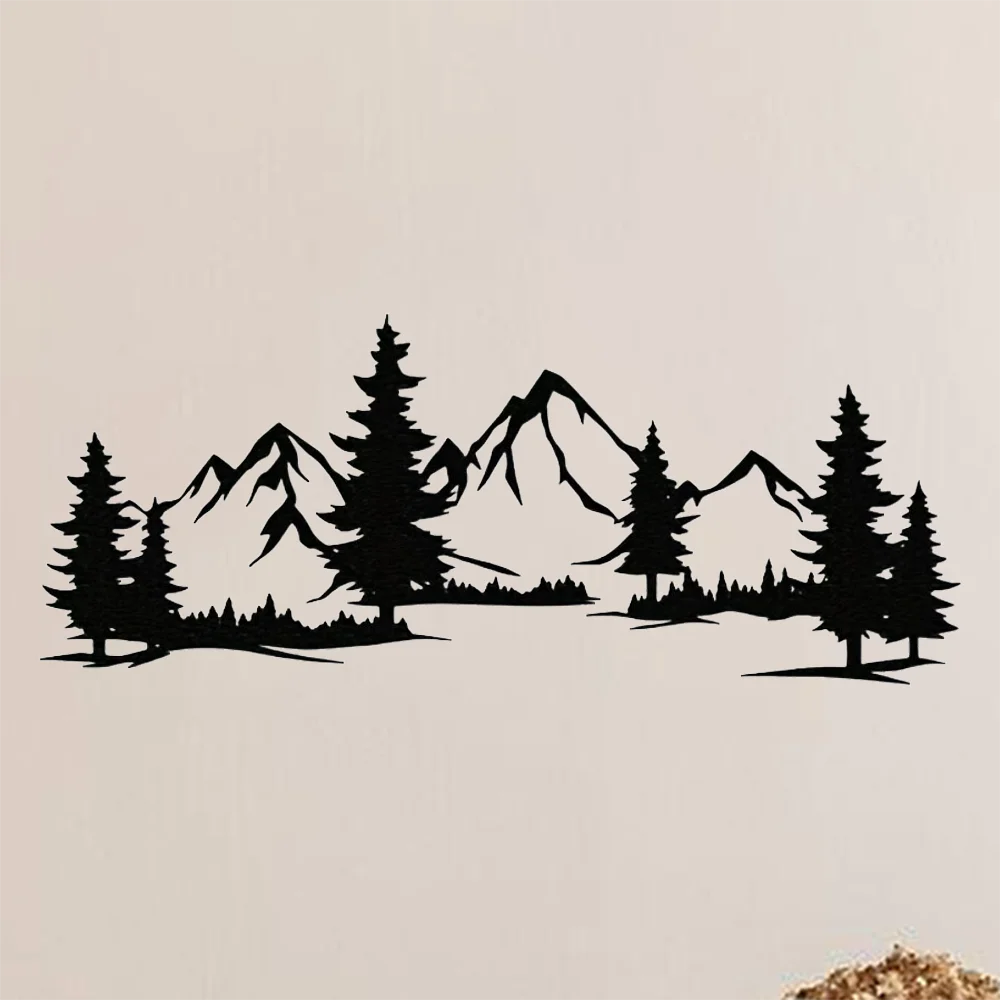 Unique Rustic Metal Wall Art Featuring Forest And Mountain Scene Perfect For Enhancing Any Kids Room Or Farmhouse Decor