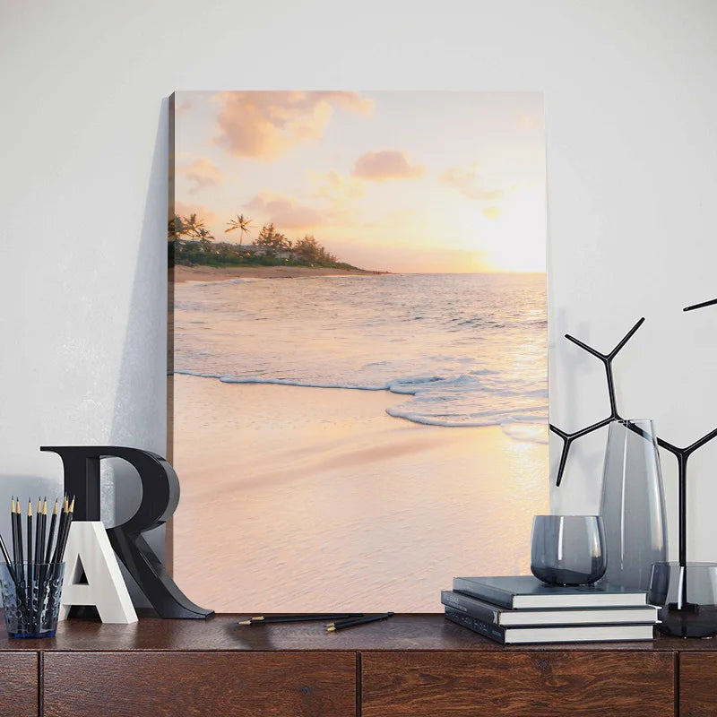 3pcs Framed Seaside Scenery Wall Art Canvas Painting Nordic Beach Sunset Print Poster Modern Living Room Home Decor Mural