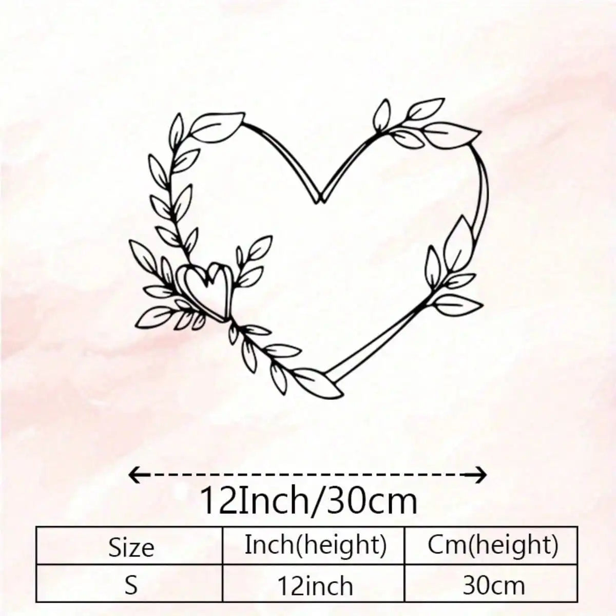 Retro Heart Shaped Metal Wall Art，Rustproof Iron Leaf Sculpture for Bedroom Living Room Decor