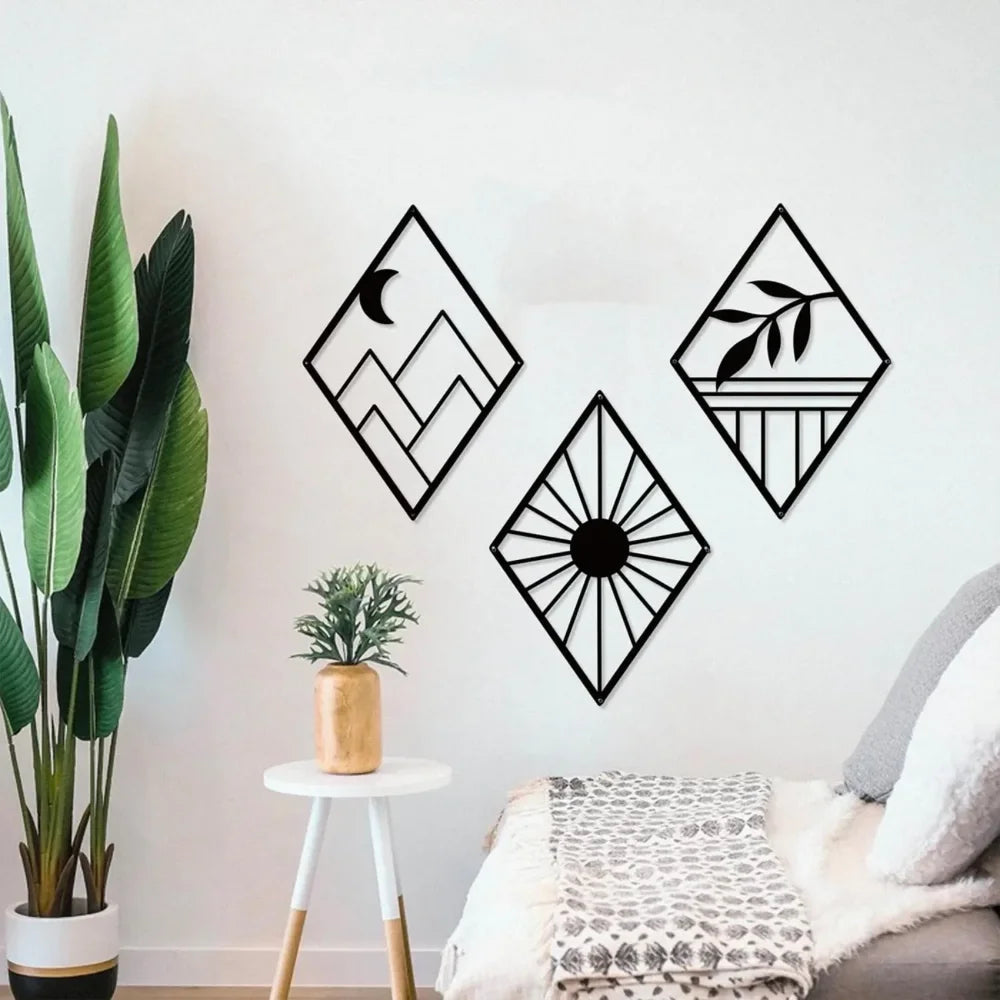 Metal Home Decor: Stunning Minimalist Wall Hanging.Bohemian Abstract Line Iron Art for Chic Spaces.Minimalist Abstract Line Art.