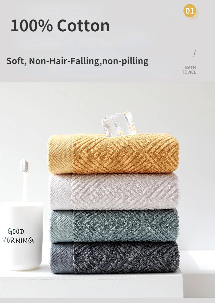 3Pcs/Pack Long-Staple Cotton Bath Towel Face Towel Set Solid Soft Quick-dry Bath Towels Beige Gray Yellow Beach Towel