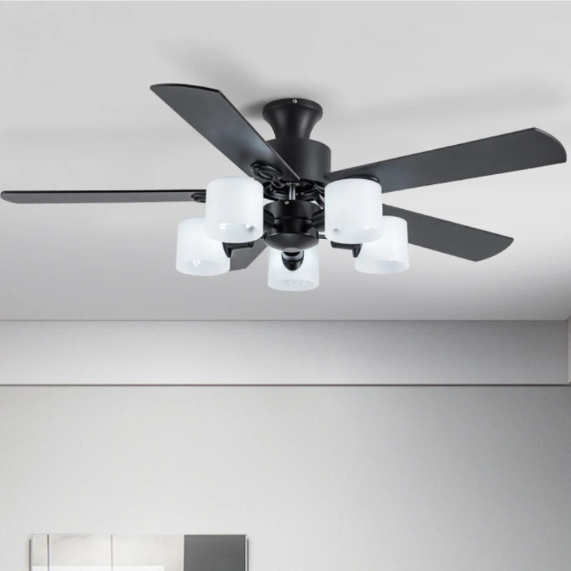 Modern Minimalist Ceiling Fans With Led Lights For Living Dining Room Bedroom Indoor Remote Control 5-blade Fan Pendant Light