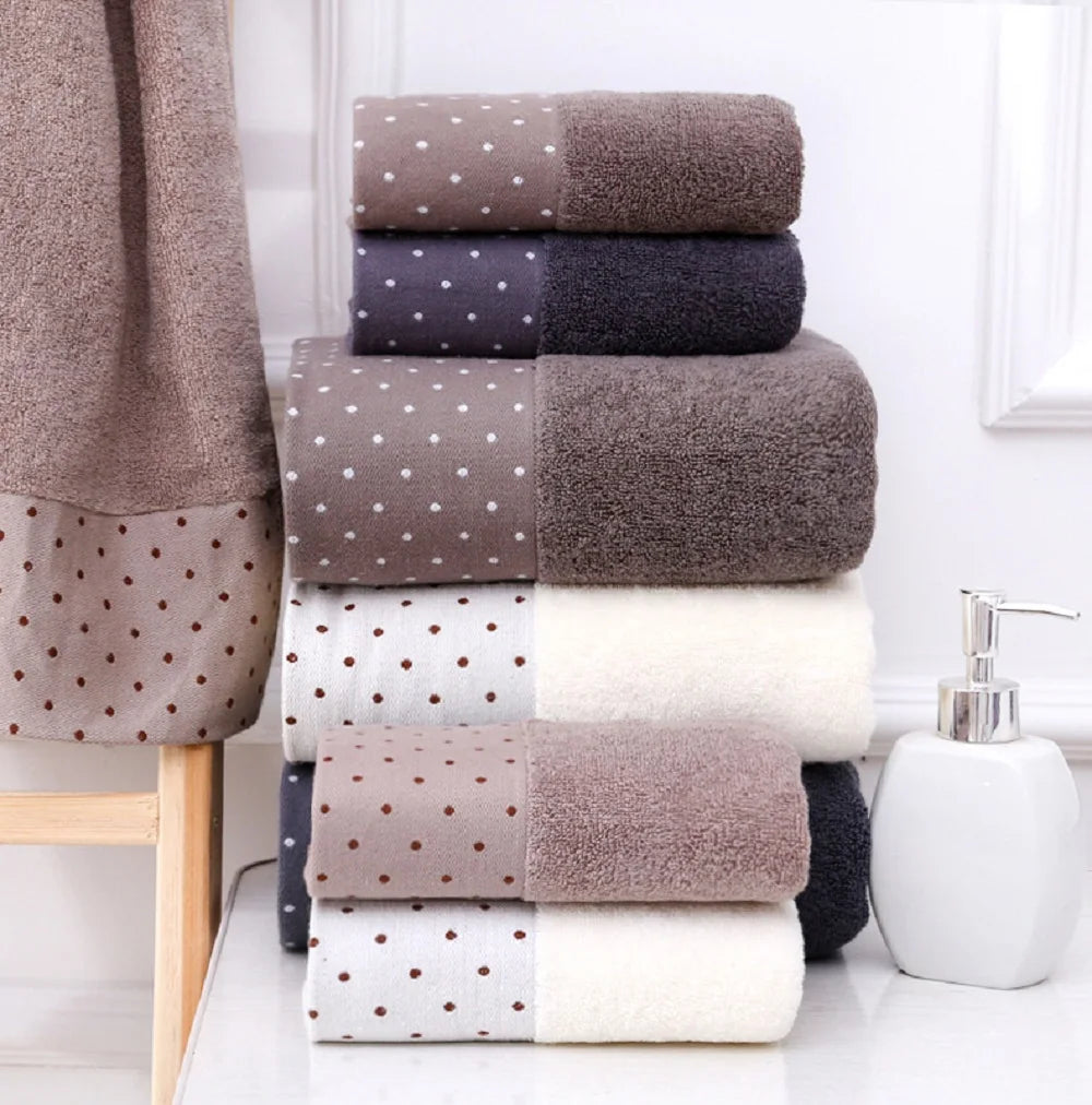 Set of 3 Cotton Bathroom Towels Sets 2pcs Hand Face Towel 35x75cm and 1pcs Big Bath Towels 70X140cm Washcloths Gift Towels 수건 세트