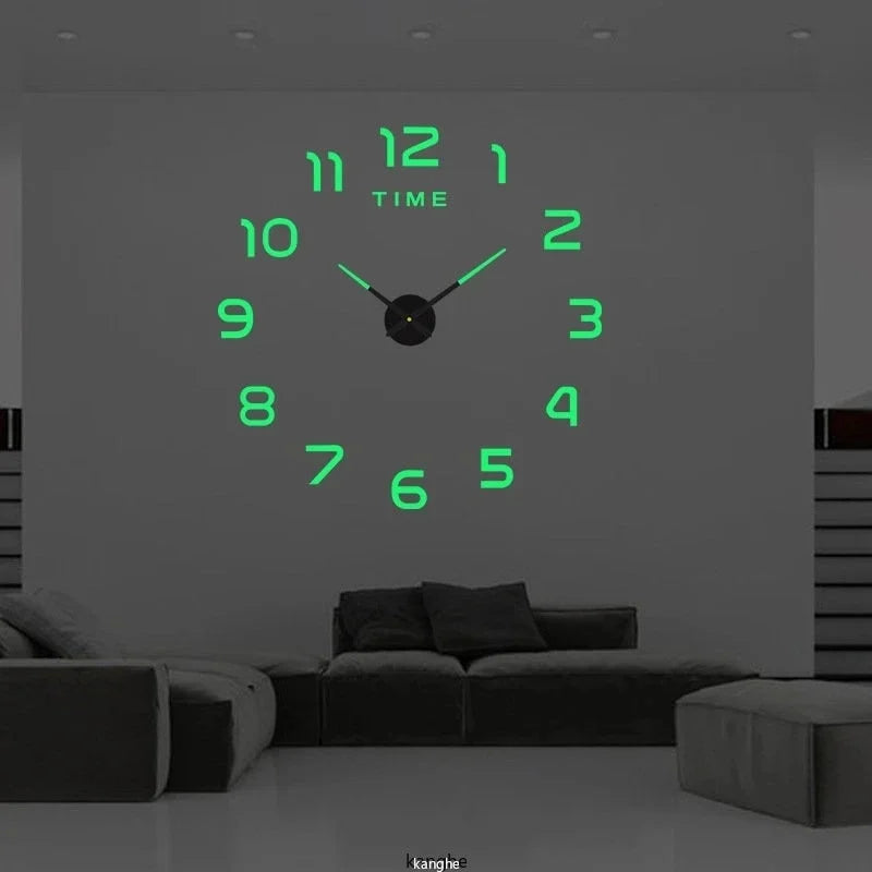 Large 3D Wall Clock Luminous Classic Wall Clocks DIY Digital Clock Wall Watches Stickers Silent Clock for Home Living Room Table