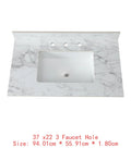 43"x22" Bathroom Vanity Top, Sintered Stone Carrara White Sink Top with Rectangular Undermount Ceramic Sink and Vanity