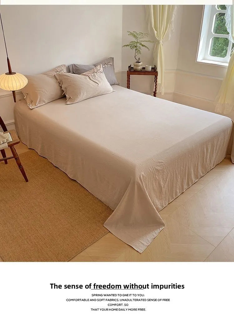 New Chinese embroidery washed cotton soft quilt cover bed sheet four-piece set