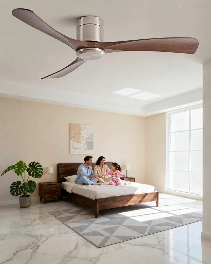 New 38/52/56 inch Modern Stylish LED Ceiling Fan with Light Remote Control 3 Blades Quiet Modern Design for Living Room Bedroom